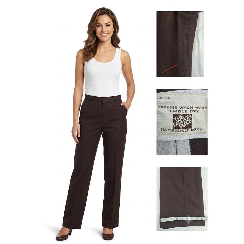 Vintage 70s Sears The Fashion Place High Rise Wool Blend Pants Brown 30x29